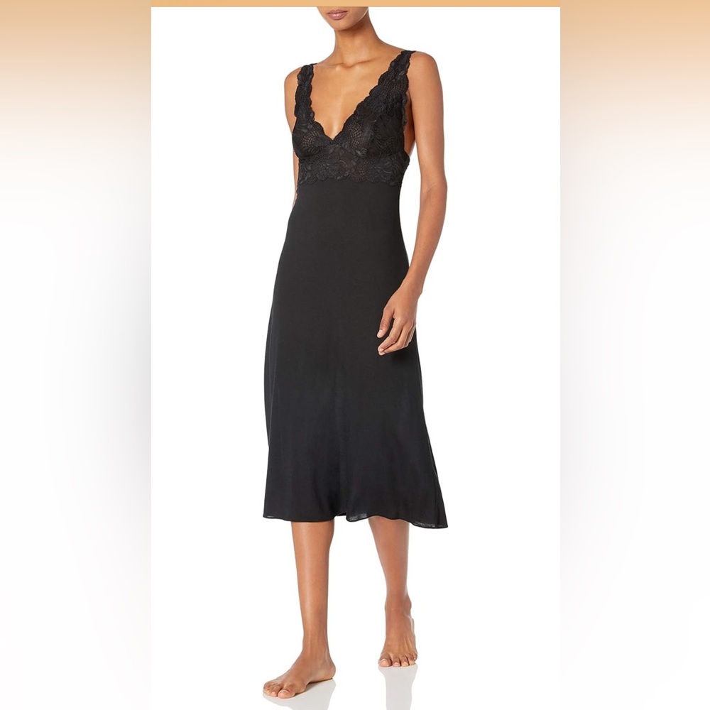 Natori Women's Zen Floral Black Nightgown- Size XL